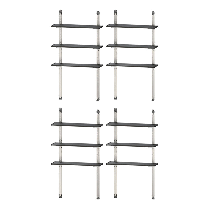 Keter 40 Inch All Weather Steel Utility Storage Shed Shelf Kit, 4 Pack, Black