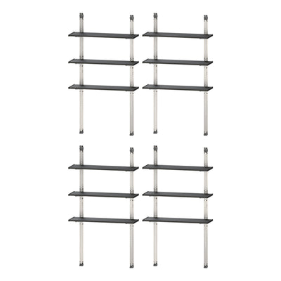 Keter 40 Inch All Weather Steel Utility Storage Shed Shelf Kit, 4 Pack, Black