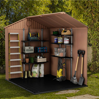 Keter 40 Inch All Weather Steel Utility Storage Shed Shelf Kit, 4 Pack, Black - VMInnovations