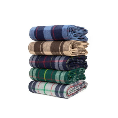 Swiss Link Military Surplus 90 x 62 Inch Classic Wool Plaid Blanket, Blue Gray