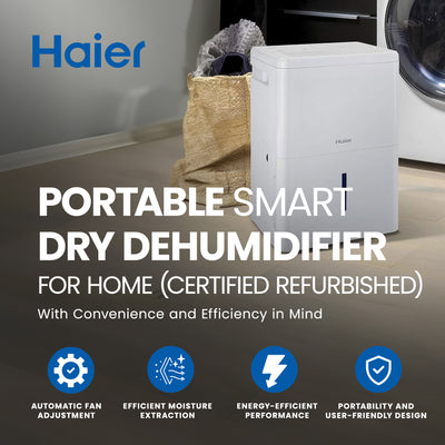 Haier 20 Pint Portable Smart Dry Dehumidifier for Home (Open Box) - VMInnovations