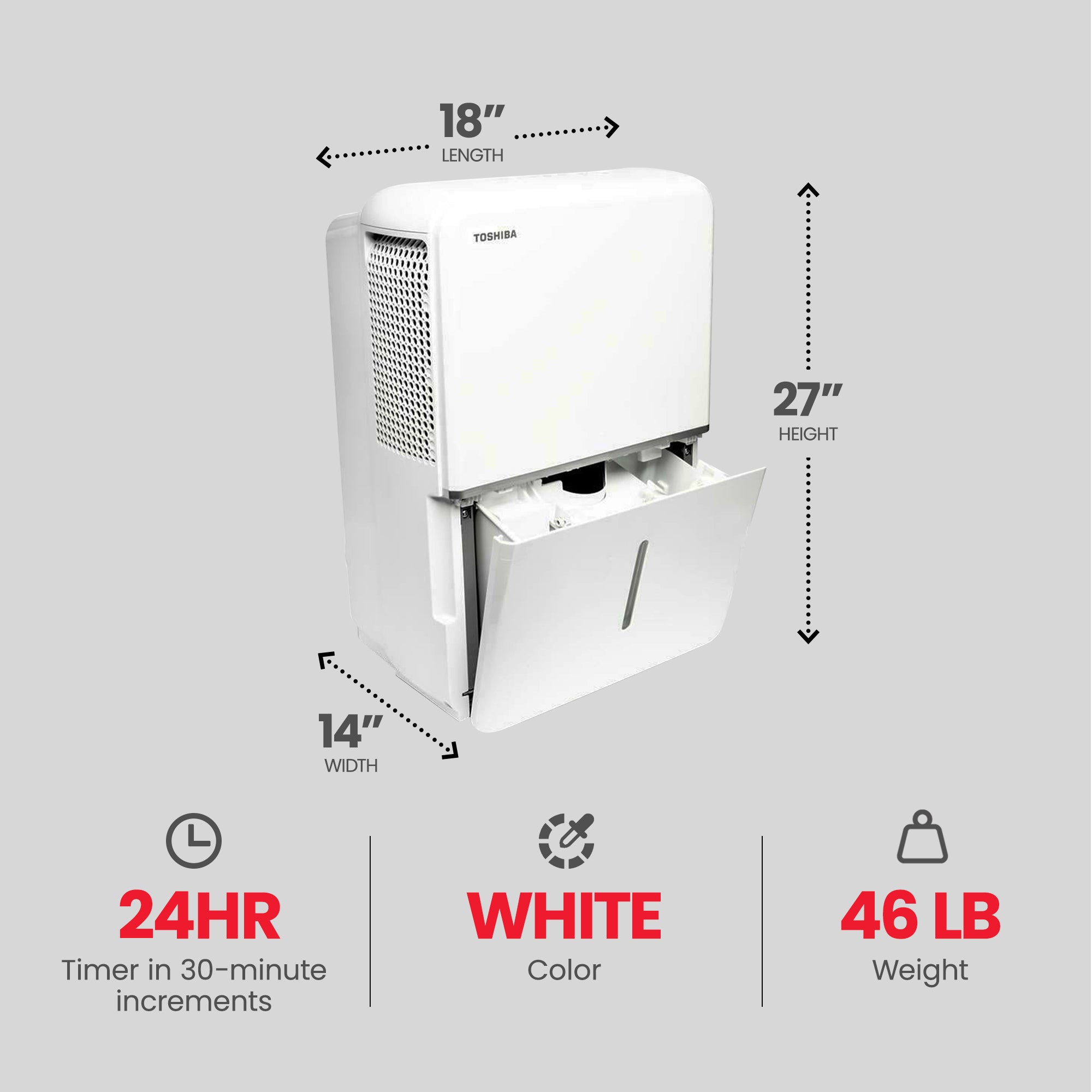 Toshiba 50 Pint Energy Star Rated Dehumidifier (Certified Refurbished) - VMInnovations
