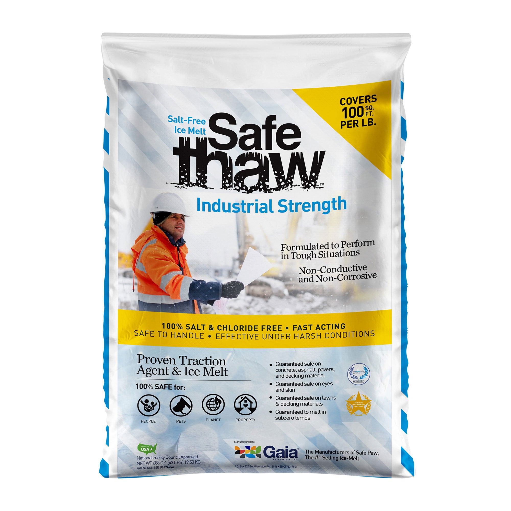 Safe Paw Industrial Strength Salt Free Traction Agent Ice Melter, 43lb, 40 Pack