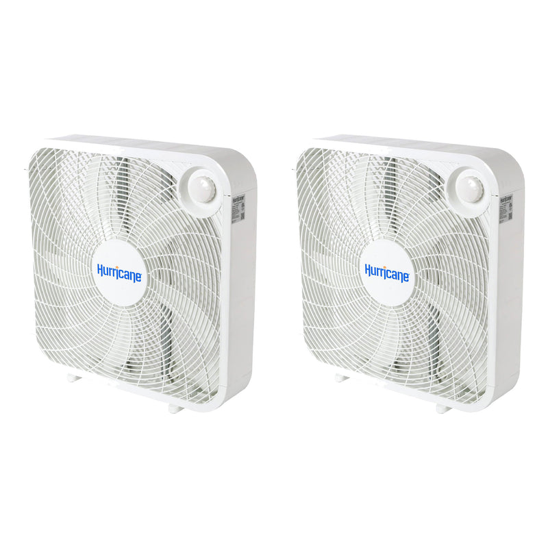 Hurricane 20" Classic Series Floor Box Fan with 3 Speed Settings, 2 Pack, White