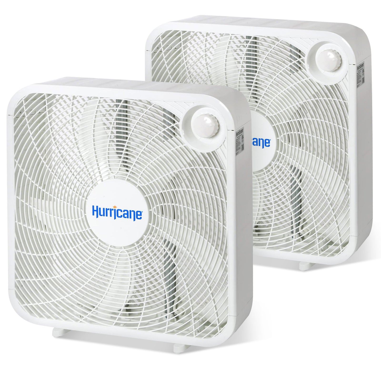 Hurricane 20" Classic Series Floor Box Fan with 3 Speed Settings, 2 Pack, White - VMInnovations