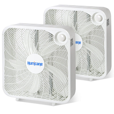 Hurricane 20" Classic Series Floor Box Fan with 3 Speed Settings, 2 Pack, White - VMInnovations