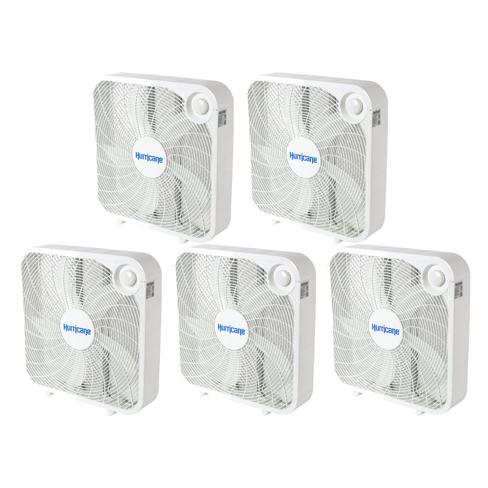 Hurricane 20" Classic Series Floor Box Fan with 3 Speed Settings, 5 Pack, White - VMInnovations