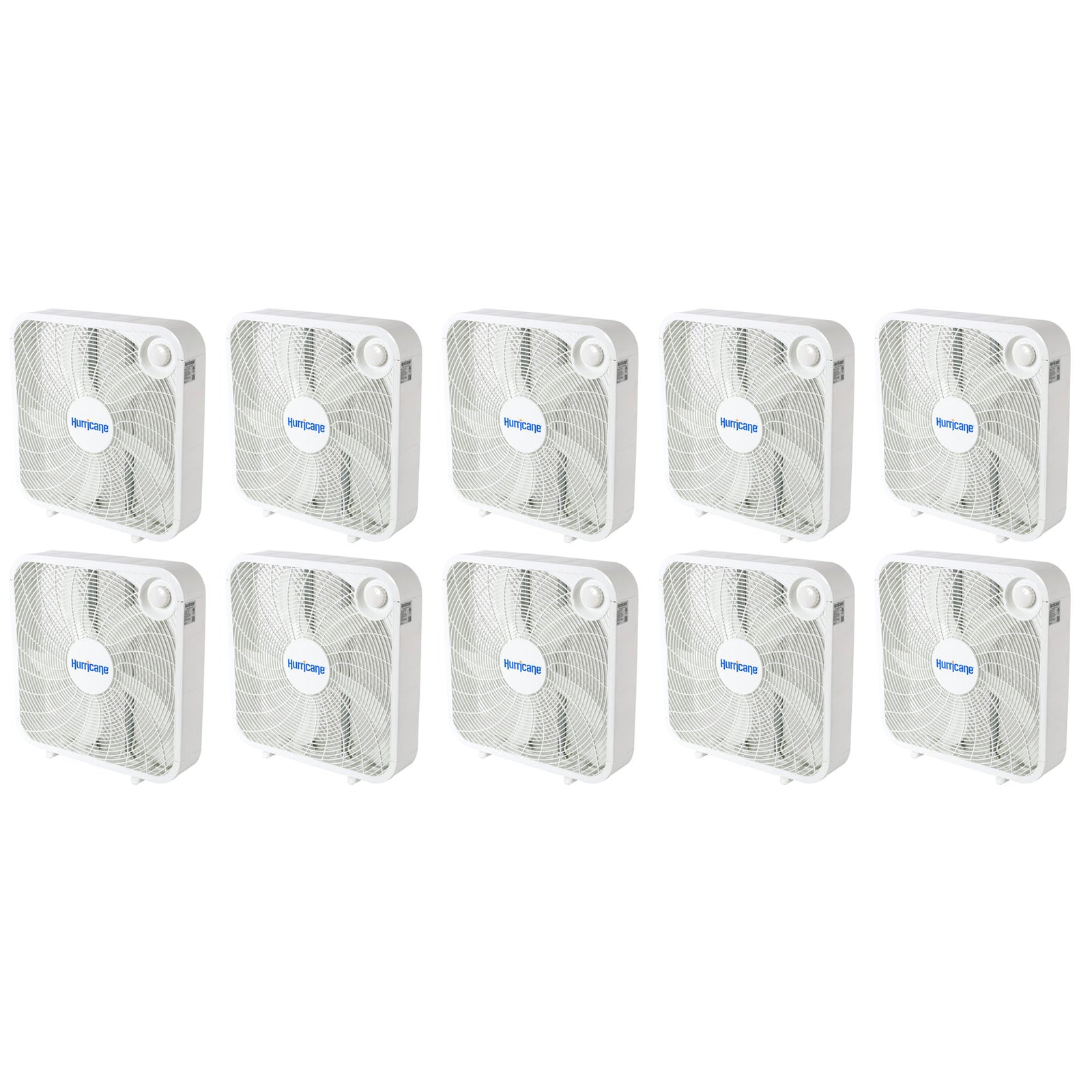 Hurricane 20" Classic Series Floor Box Fan with 3 Speed Settings, 10 Pack, White - VMInnovations