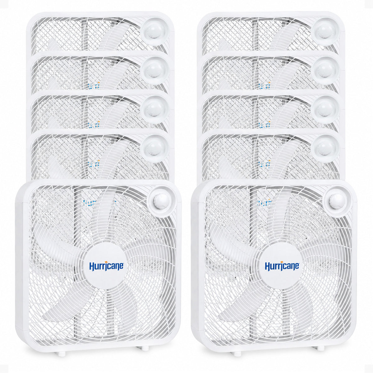 Hurricane 20" Classic Series Floor Box Fan with 3 Speed Settings, 10 Pack, White