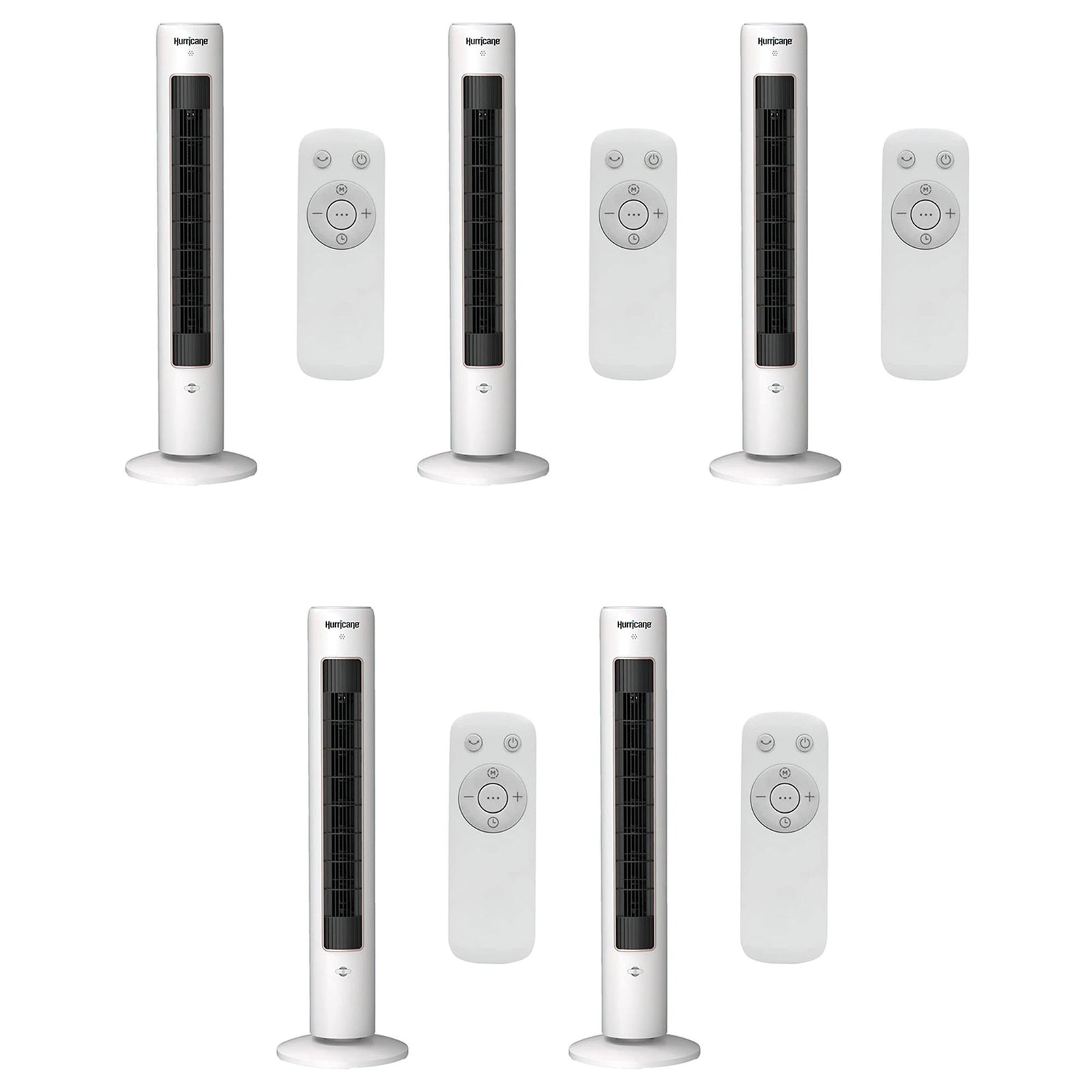 Hurricane 40" Triple Action Air Enhancing Tower Fan and Diffuser, 5 Pack, White - VMInnovations