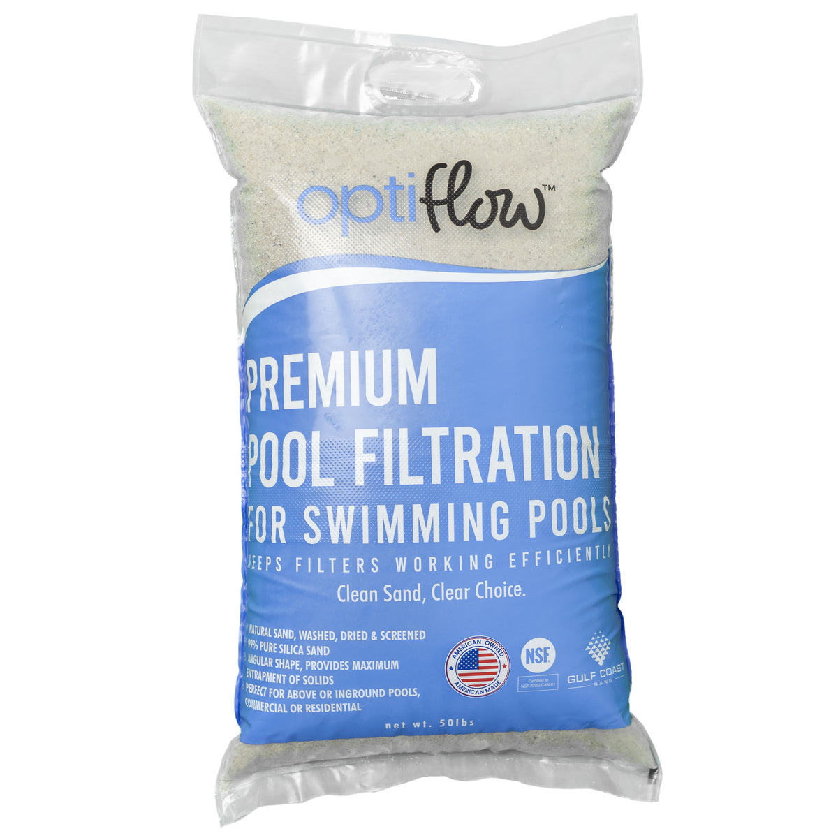 OptiFlow 50 Pound Premium Pool Filter Sand, Filtration Angular Sand with Pure Silica Formula (Open Box)