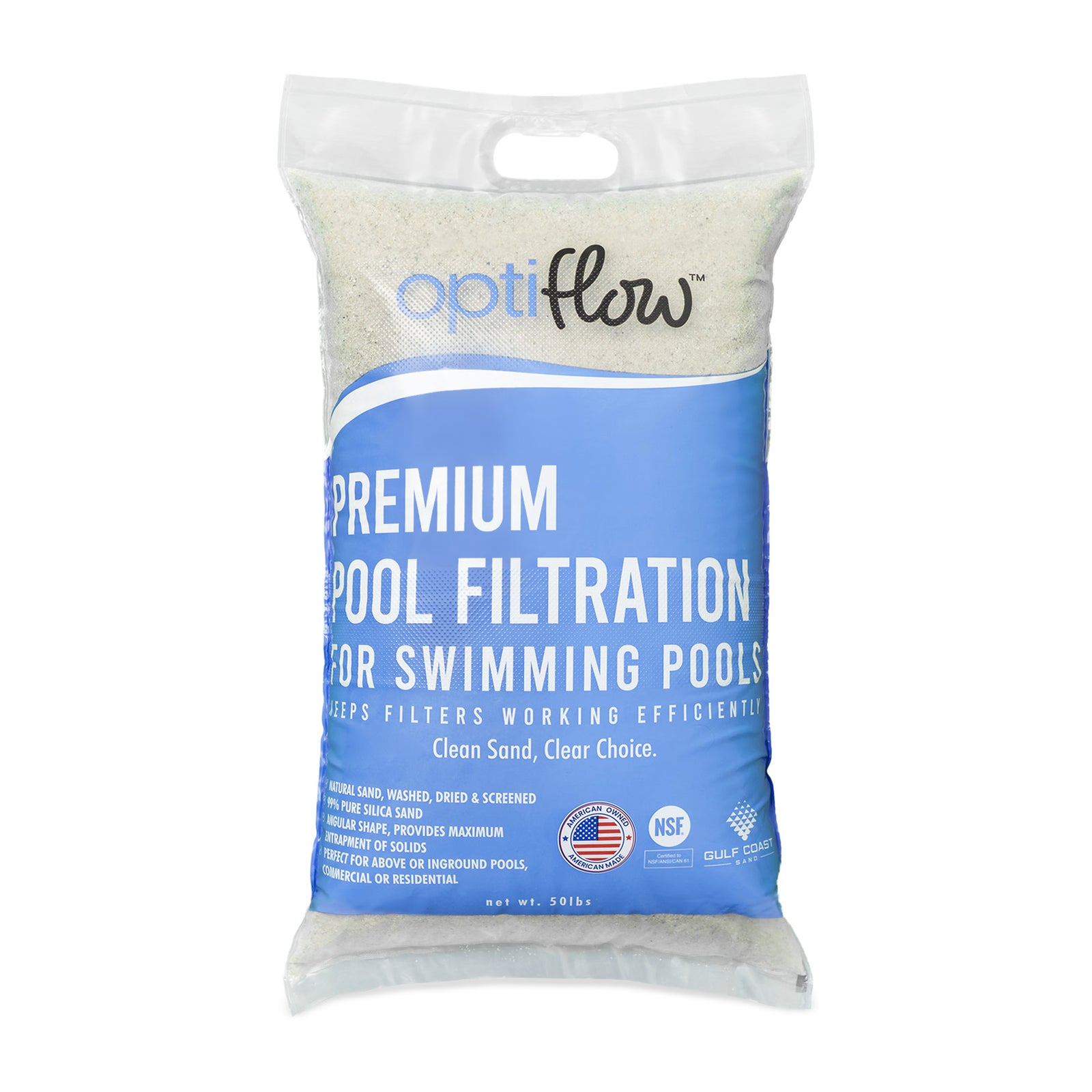 OptiFlow 50 Lb Premium Pool Filtration Angular Sand with Pure Silica Formula - VMInnovations