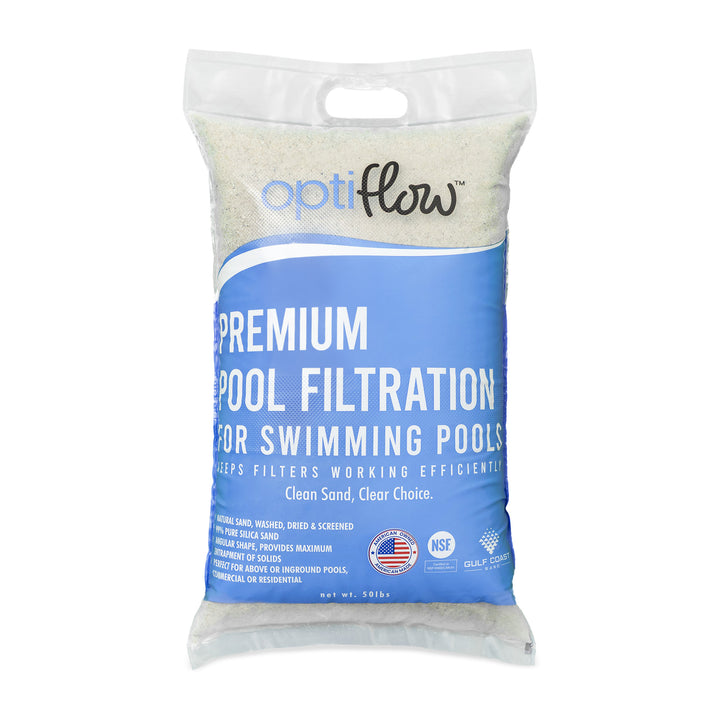 OptiFlow 50Lb Premium Pool Filtration Angular Sand Pure Silica Formula, 10 Pack