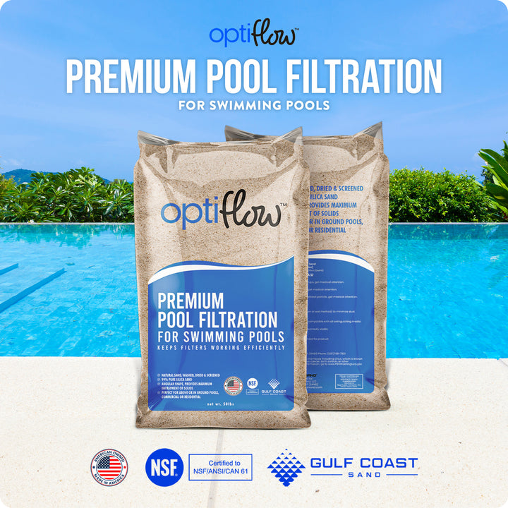 OptiFlow 50 Pound Premium Pool Filter Sand, Filtration Angular Sand with Pure Silica Formula