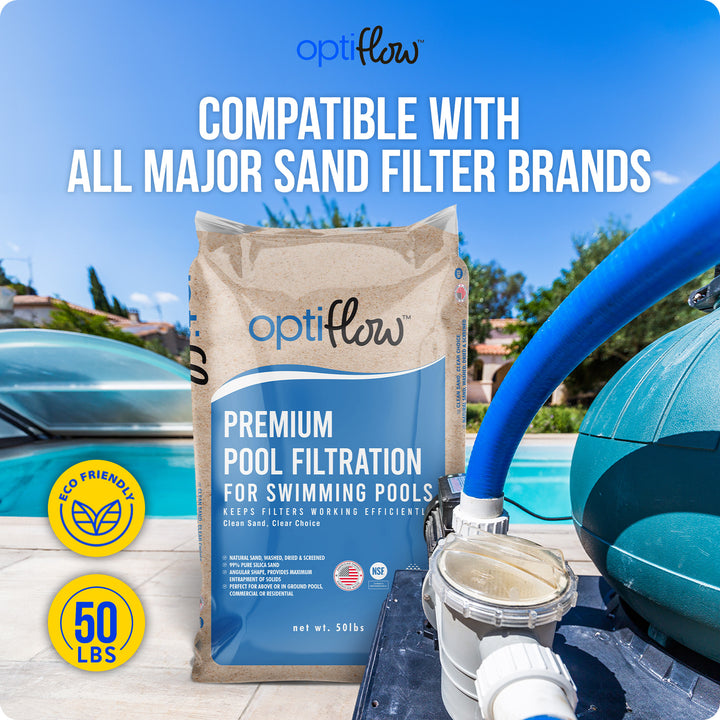 OptiFlow 50 Pound Premium Pool Filter Sand, Filtration Angular Sand with Pure Silica Formula