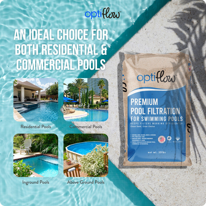 OptiFlow 50 Pound Premium Pool Filter Sand, Filtration Angular Sand with Pure Silica Formula