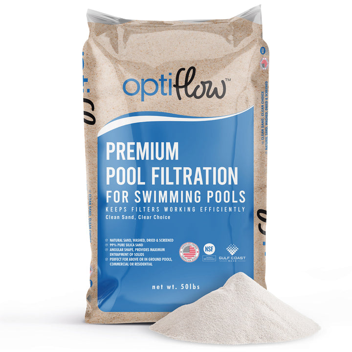 OptiFlow 50 Pound Premium Pool Filter Sand, Filtration Angular Sand with Pure Silica Formula