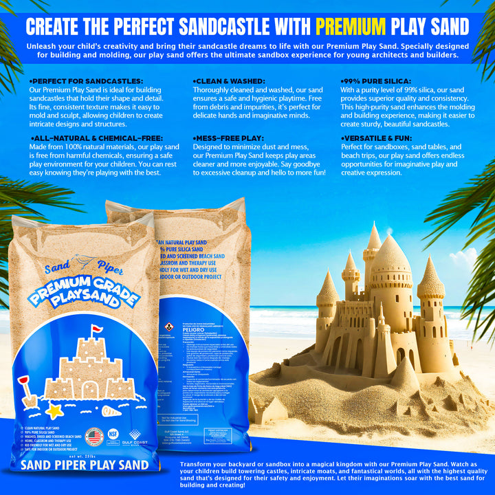 SandPiper 50lb Premium Grade Multi-Use Play Sand, Chemical Free Formula, 3 Pack