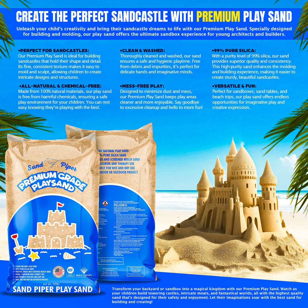 SandPiper 50lb Premium Grade Multi-Use Play Sand, Chemical Free Formula, 4 Pack