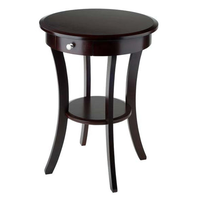 Winsome Sasha Wooden Round  Accent Side Table with 1 Drawer, Cappuccino (Used)