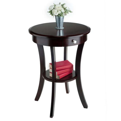 Winsome Sasha Wooden Round  Accent Side Table with 1 Drawer, Cappuccino (Used)