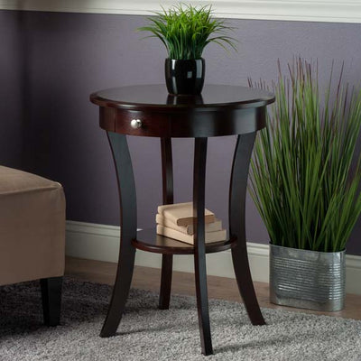 Winsome Sasha Wooden Round Accent Side Table w/ 1 Drawer, Cappuccino (Open Box)