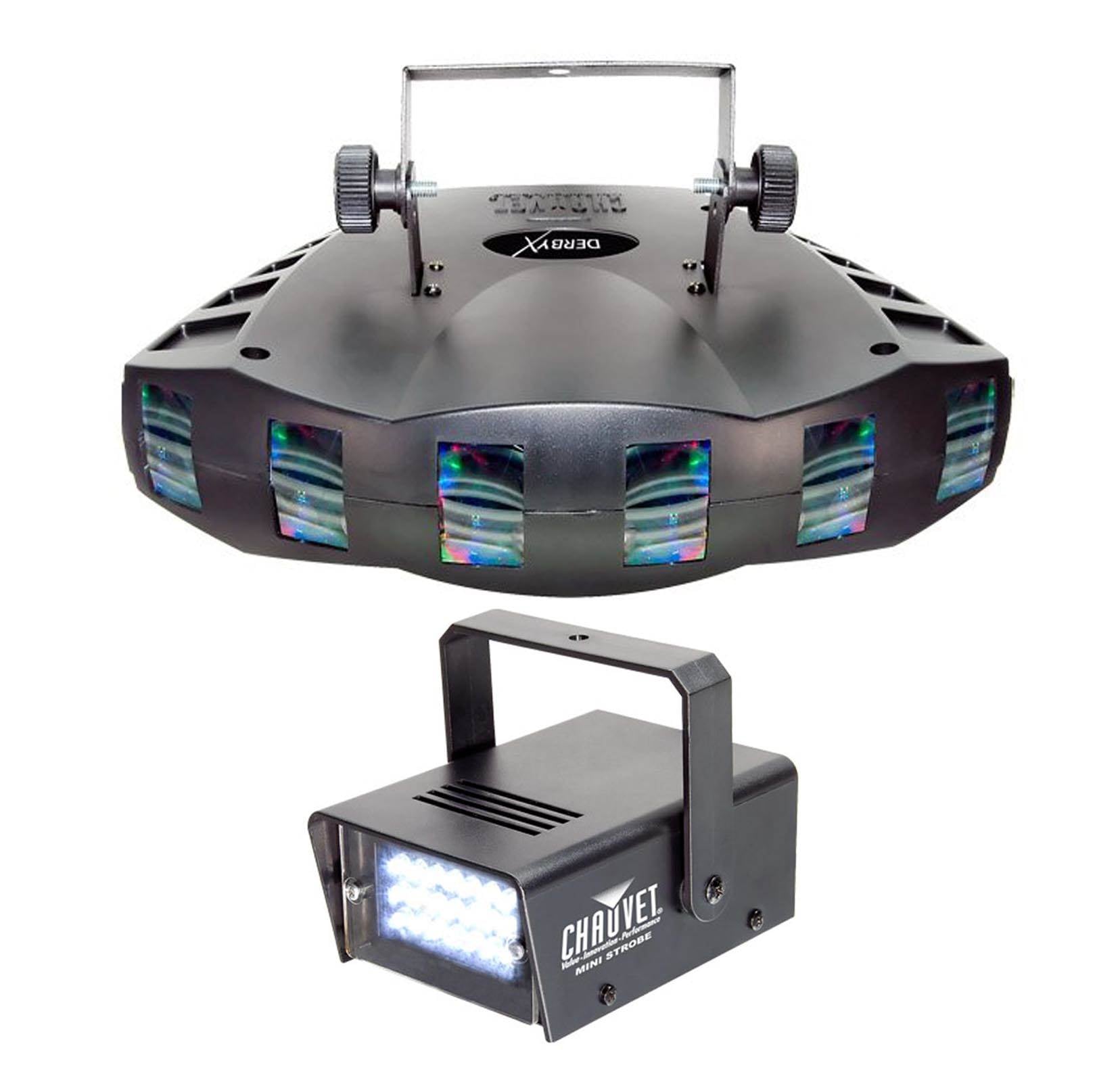 NEW! CHAUVET DERBY X RGB DMX Pro DJ Club Effect Strobe Light + Mini Strobe Light