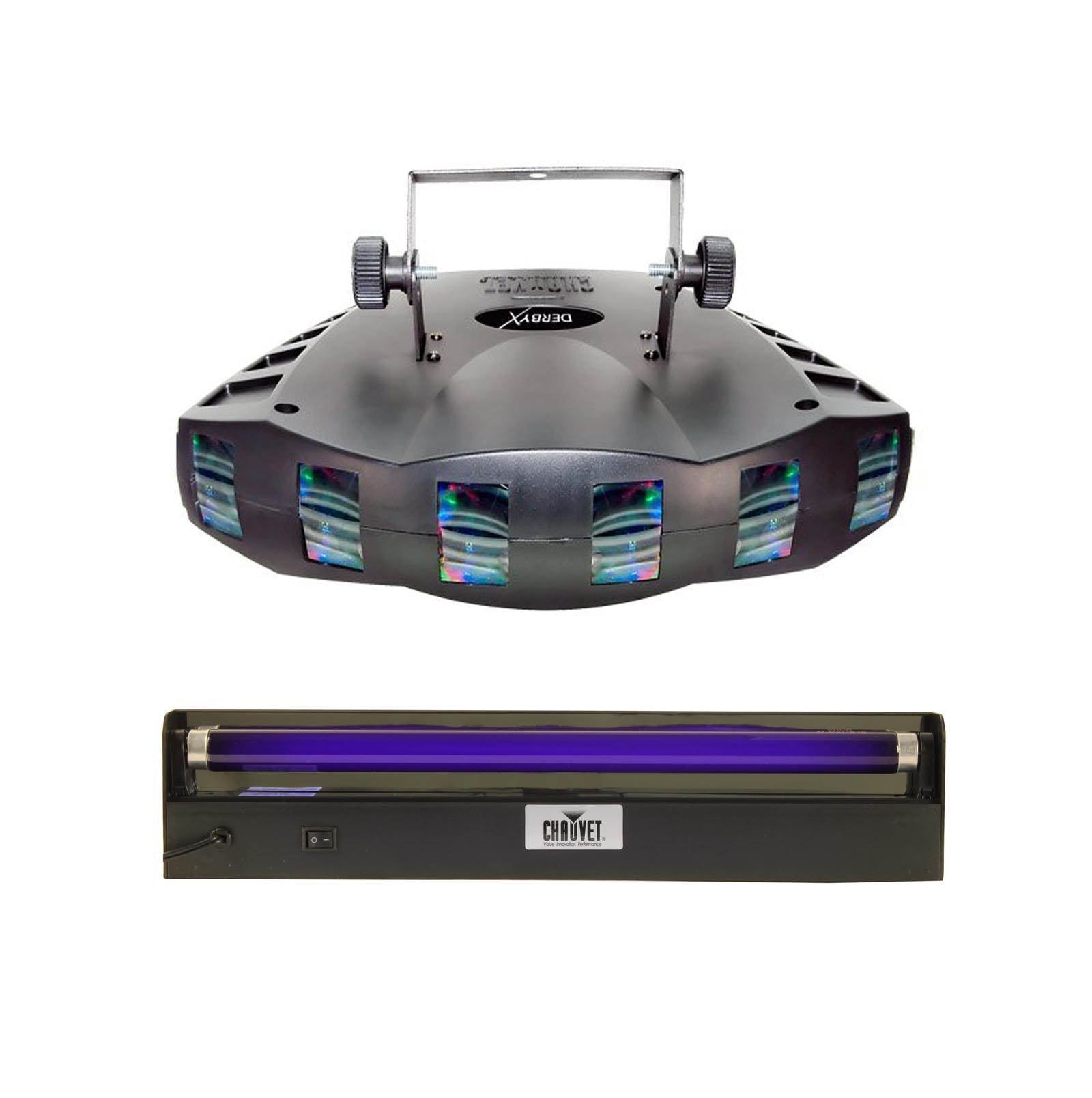 CHAUVET DERBY X RGB DMX Pro DJ Club Effect Strobe Light + NV-F18 18" Black Light