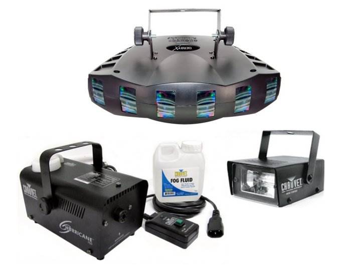 Chauvet DJ DERBY X RGB DMX Pro DJ Strobe Light + H700 Fog Machine + Strobe Light