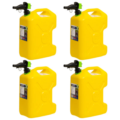 Scepter SmartControl Dual Handle Diesel Gas Container Jug, 5 Gal, 4 Pack, Yellow - VMInnovations