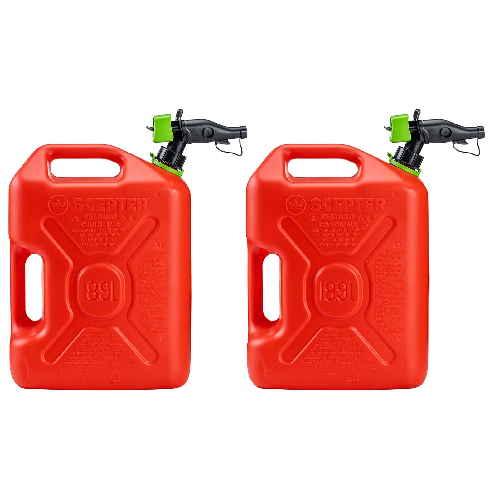 Scepter SmartControl Dual Handle Diesel Gas Container Jug, 5 Gal, 2 Pack, Red - VMInnovations
