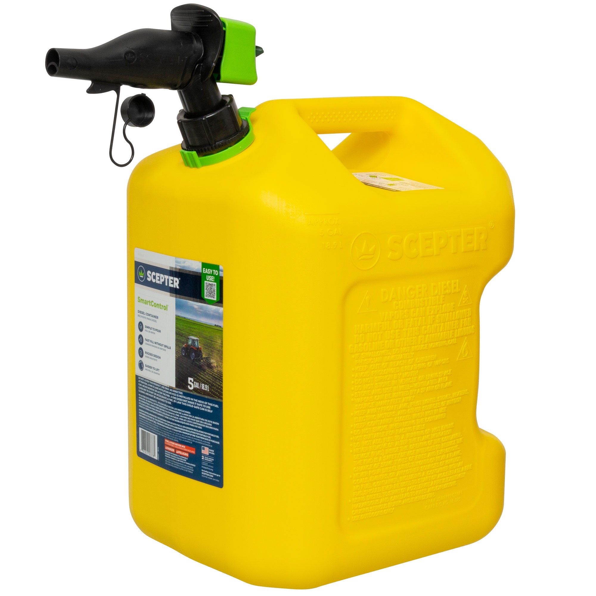 Scepter SmartControl Rear Handle Diesel Gas Jug, 5 Gal/18.9L, 2 Pack, Yellow - VMInnovations