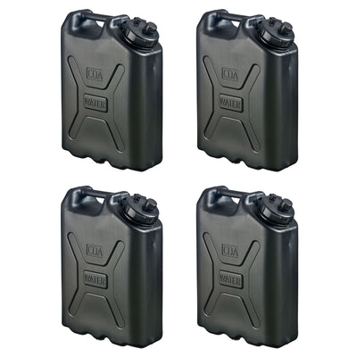 Scepter 5 Gallon Heavy Duty Military Style HDPE Water Container, (4 Pack), Black - VMInnovations