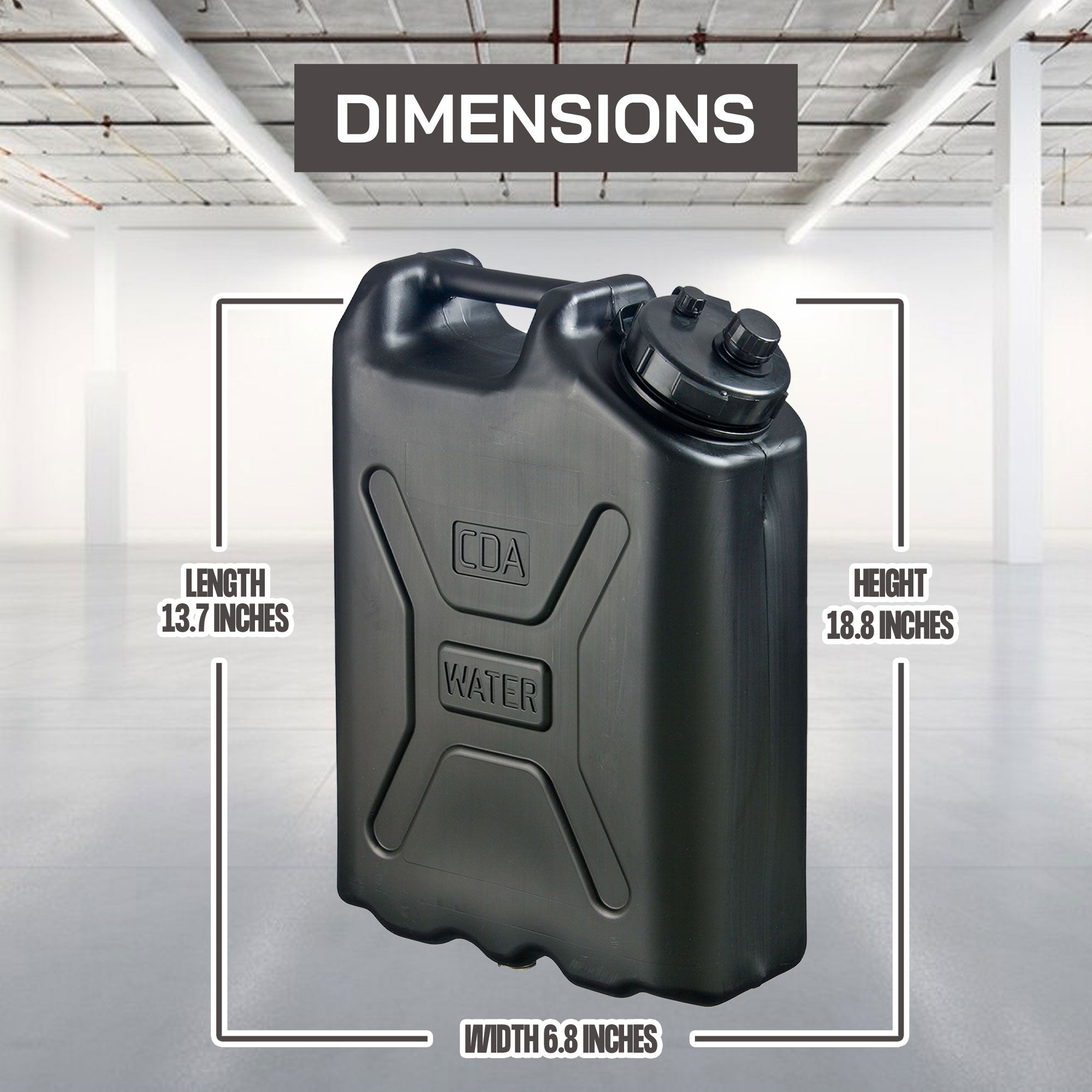 Scepter 5 Gallon Heavy Duty Military Style HDPE Water Container, (8 Pack), Black - VMInnovations