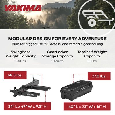 Yakima EXO SwingBase Hitch Base Rack & EXO GearLocker Vehicle Rooftop Cargo Box - VMInnovations