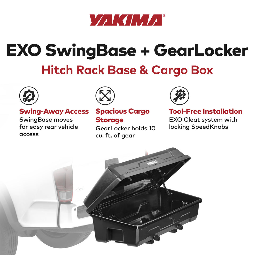 Yakima EXO SwingBase Hitch Base Rack & EXO GearLocker Vehicle Rooftop Cargo Box