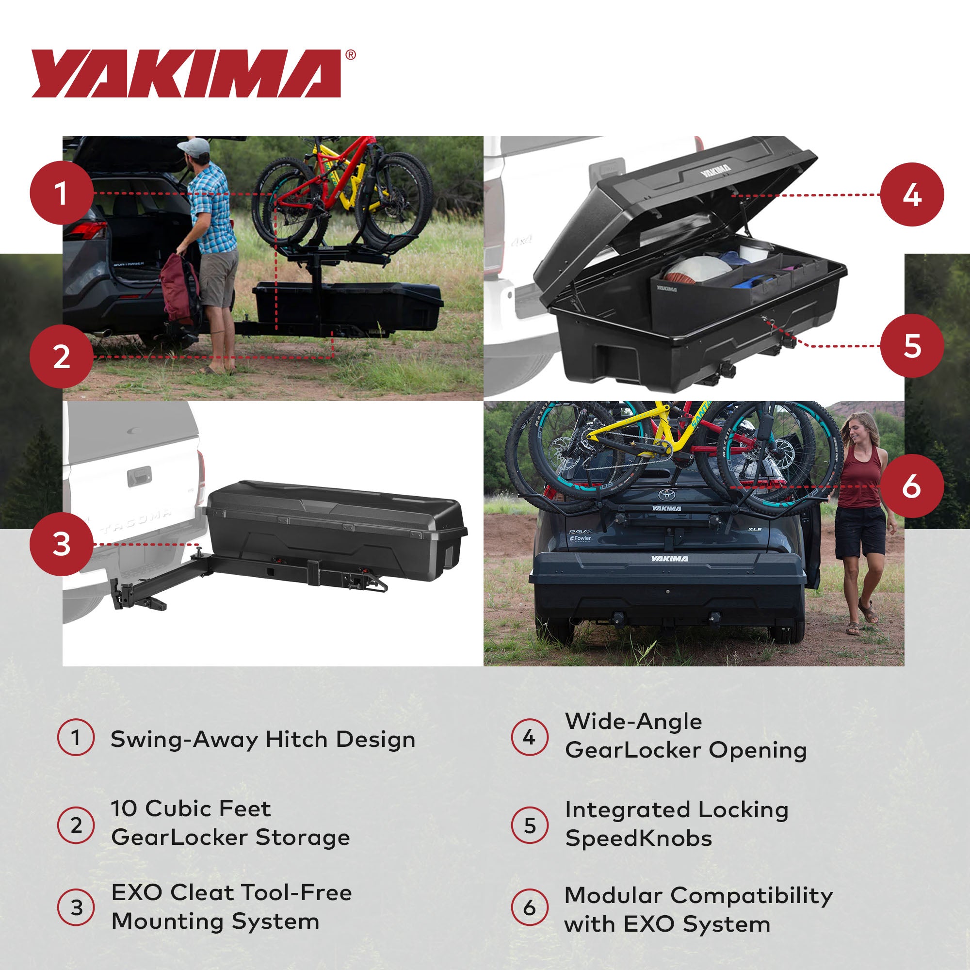 Yakima EXO SwingBase Hitch Base Rack & EXO GearLocker Vehicle Rooftop Cargo Box - VMInnovations