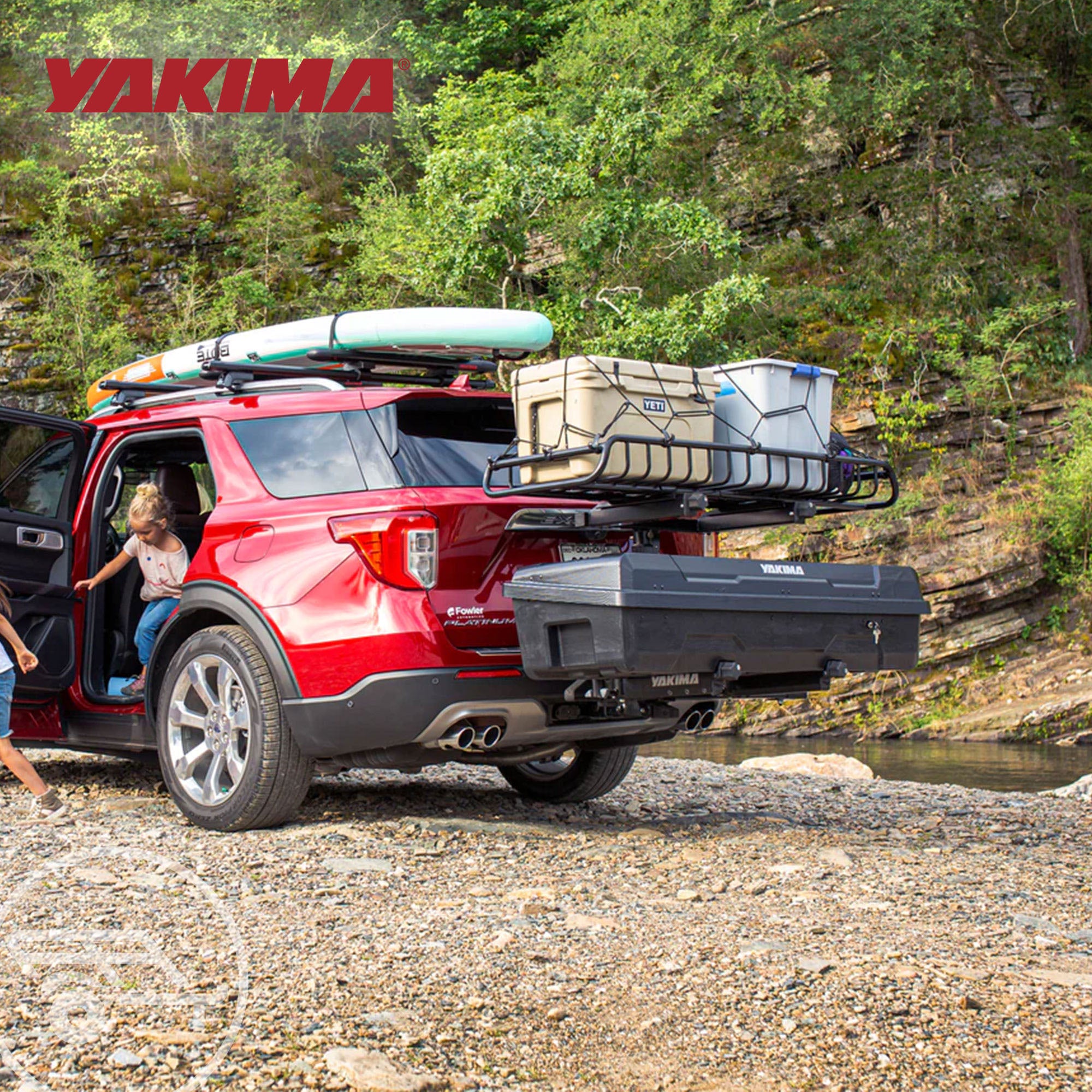Yakima EXO SwingBase Hitch Base Rack & EXO GearLocker Vehicle Rooftop Cargo Box - VMInnovations