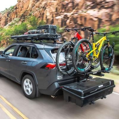 Yakima EXO SwingBase Hitch Base Rack with GearLocker Cargo Box and TopShelf Rack - VMInnovations