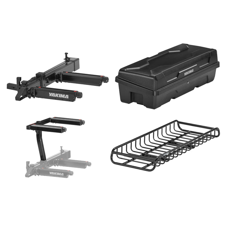 Yakima EXO SwingBase, GearLocker Box, TopShelf Rack and GearWarrior Basket Mount