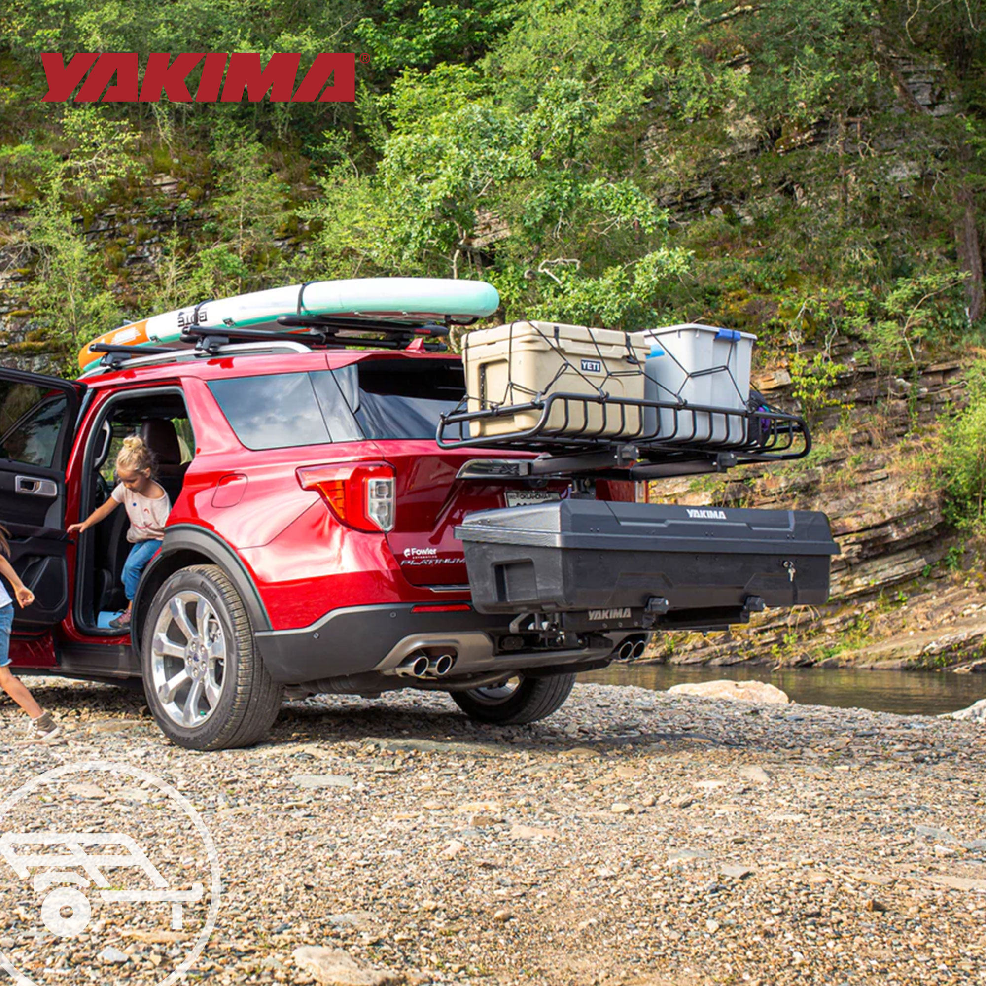 Yakima EXO SwingBase, GearLocker Box, TopShelf Rack and GearWarrior Basket Mount - VMInnovations