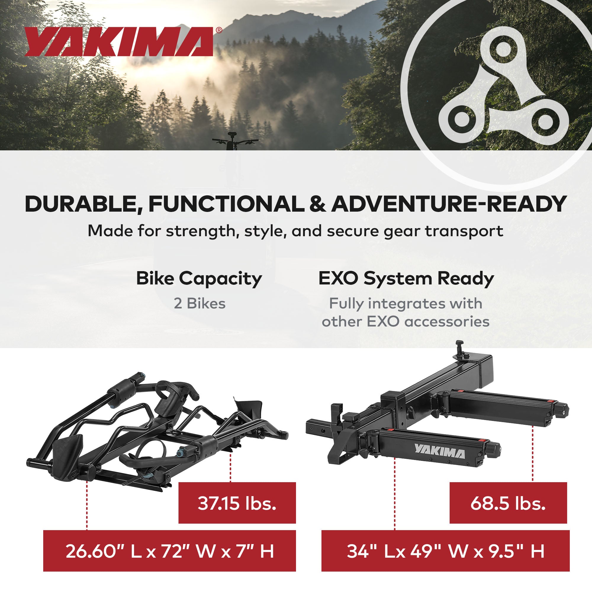 Yakima EXO SwingBase 2" Hitch Base Rack Storage System Bundled with EXO DoubleUp