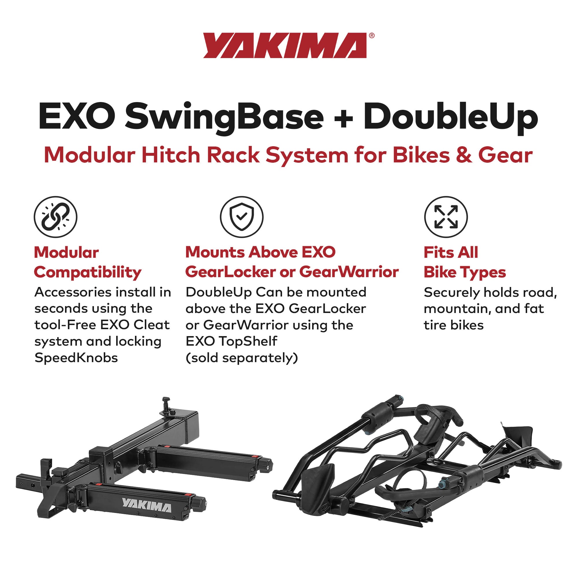 Yakima EXO SwingBase 2" Hitch Base Rack Storage System Bundled with EXO DoubleUp