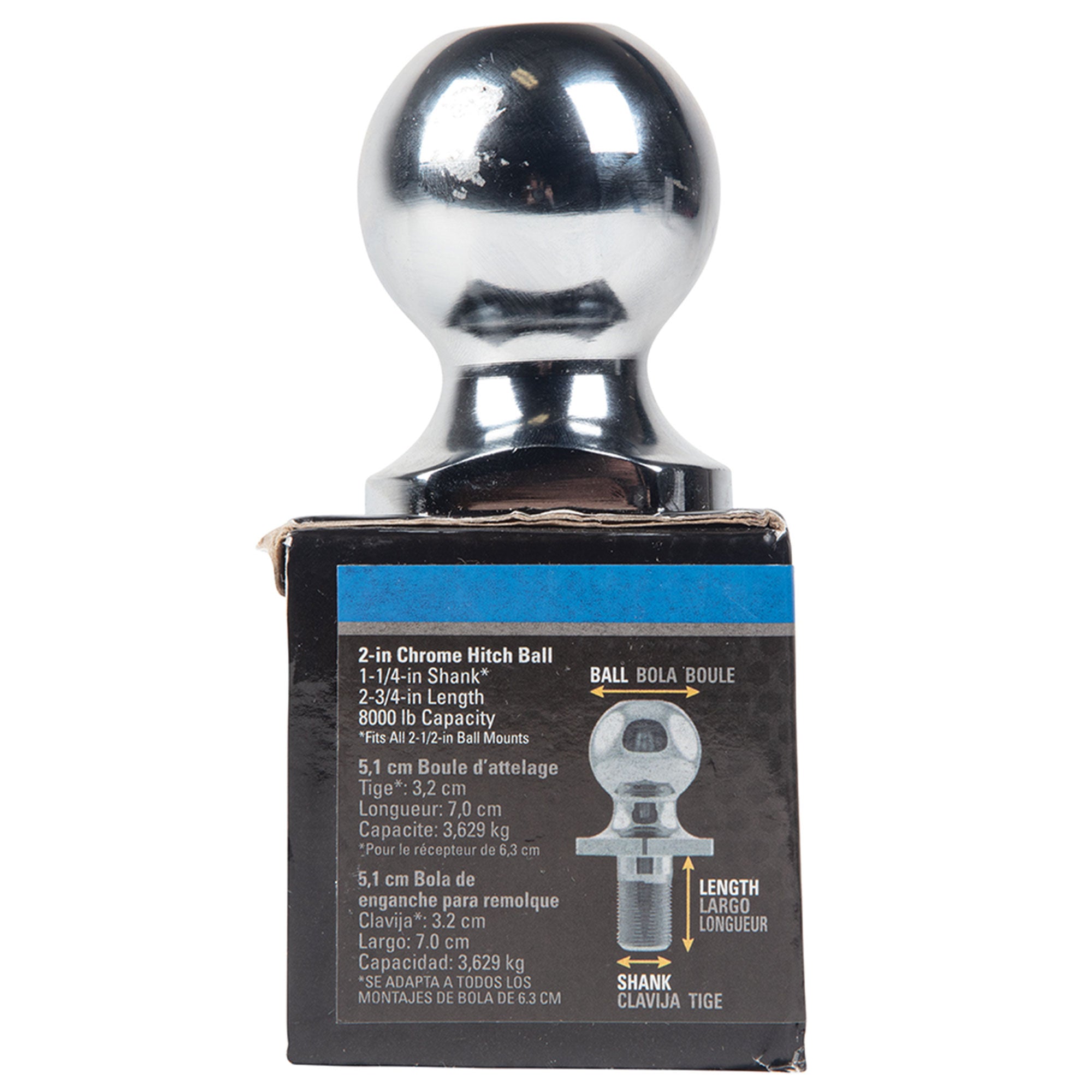 Reese Trailer Hitch Ball with 8,000lb Capacity for Automotive Use (Open Box) - VMInnovations