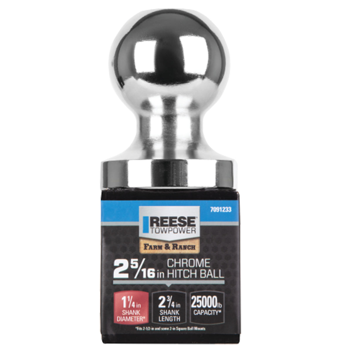 Reese Towpower Trailer Hitch Ball with Chrome Finish for Automotive Equipment