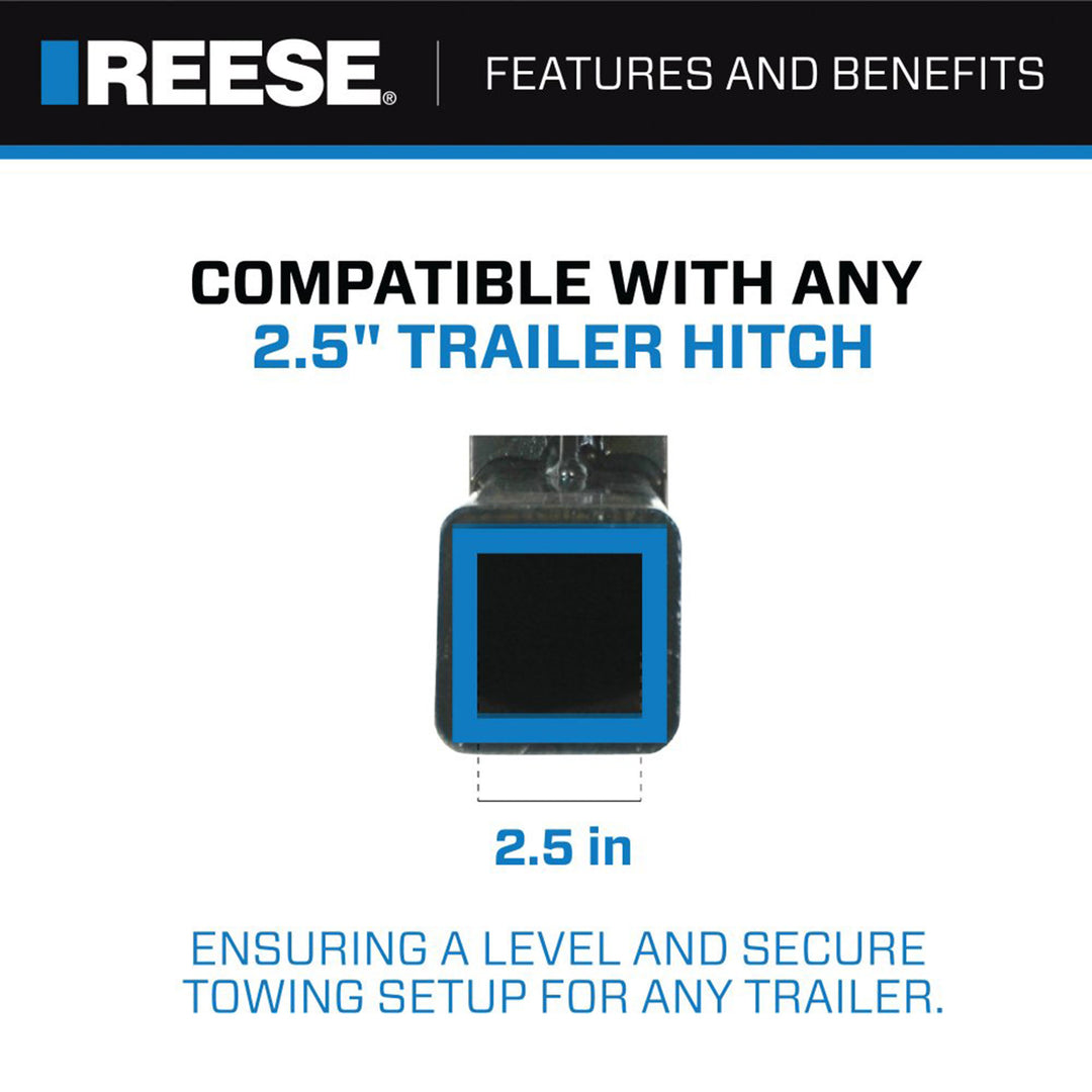 Reese Trailer Hitch Ball Mount, 2.5" Receiver, 7.75" Drop, 13000 lbs, Black - VMInnovations
