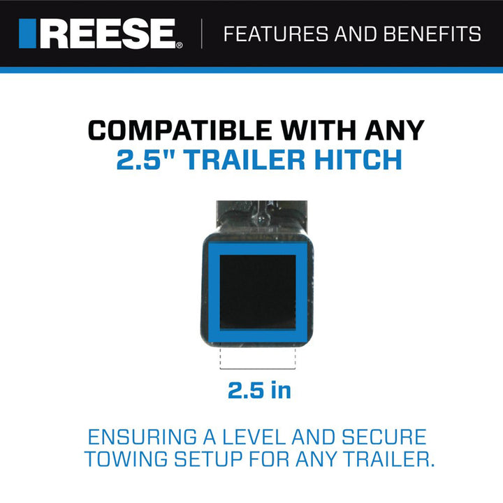 Reese Trailer Hitch Ball Mount, 2.5" Receiver, 7.75" Drop, 13000 lbs, Black - VMInnovations