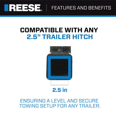 Reese Trailer Hitch Ball Mount, 2.5" Receiver, 7.75" Drop, 13000 lbs, Black - VMInnovations