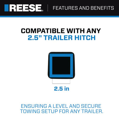 REESE Trailer Hitch Ball Mount, Fits 2.5" Receiver, 5" Drop, 13,000 lbs, Black - VMInnovations