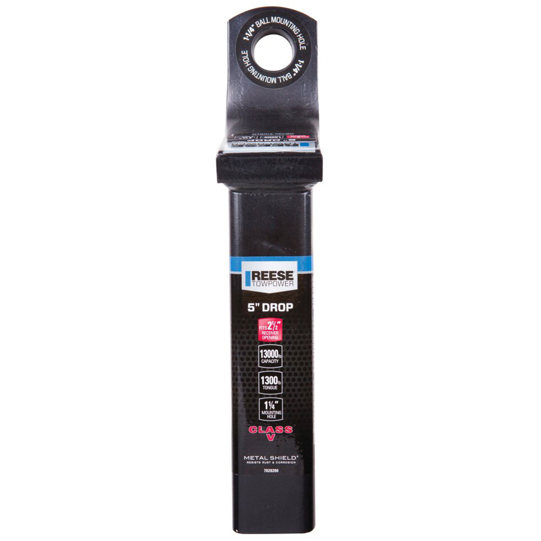 REESE Hitch Ball Mount, Fits 2.5" Receiver, 5" Drop, 13,000 lbs, Black (Used)
